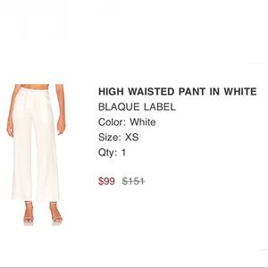 Blaque Label High Waist White Pants sizeXS